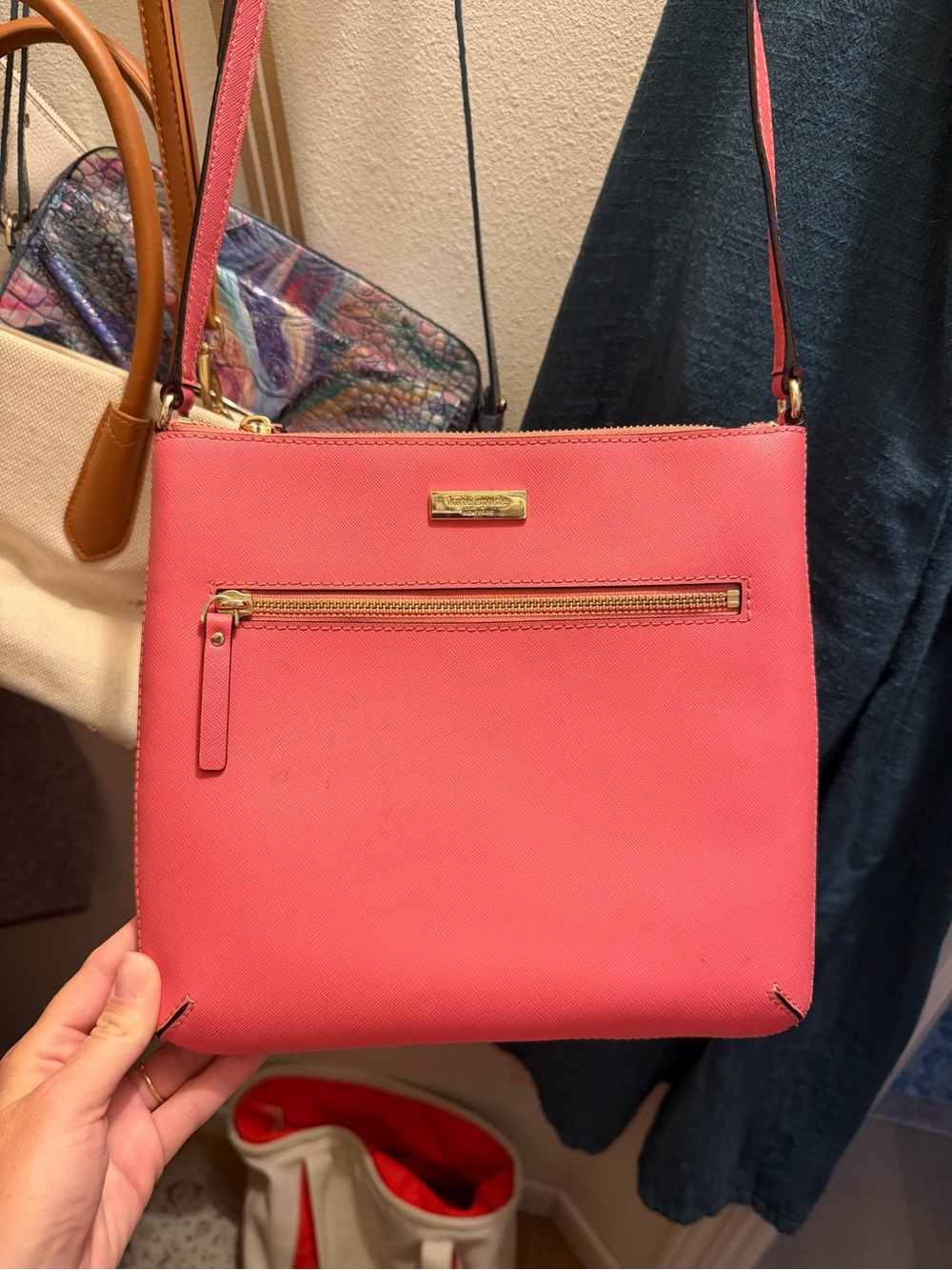 kate spade Coral Pink Saffiano Leather Crossbody Bag